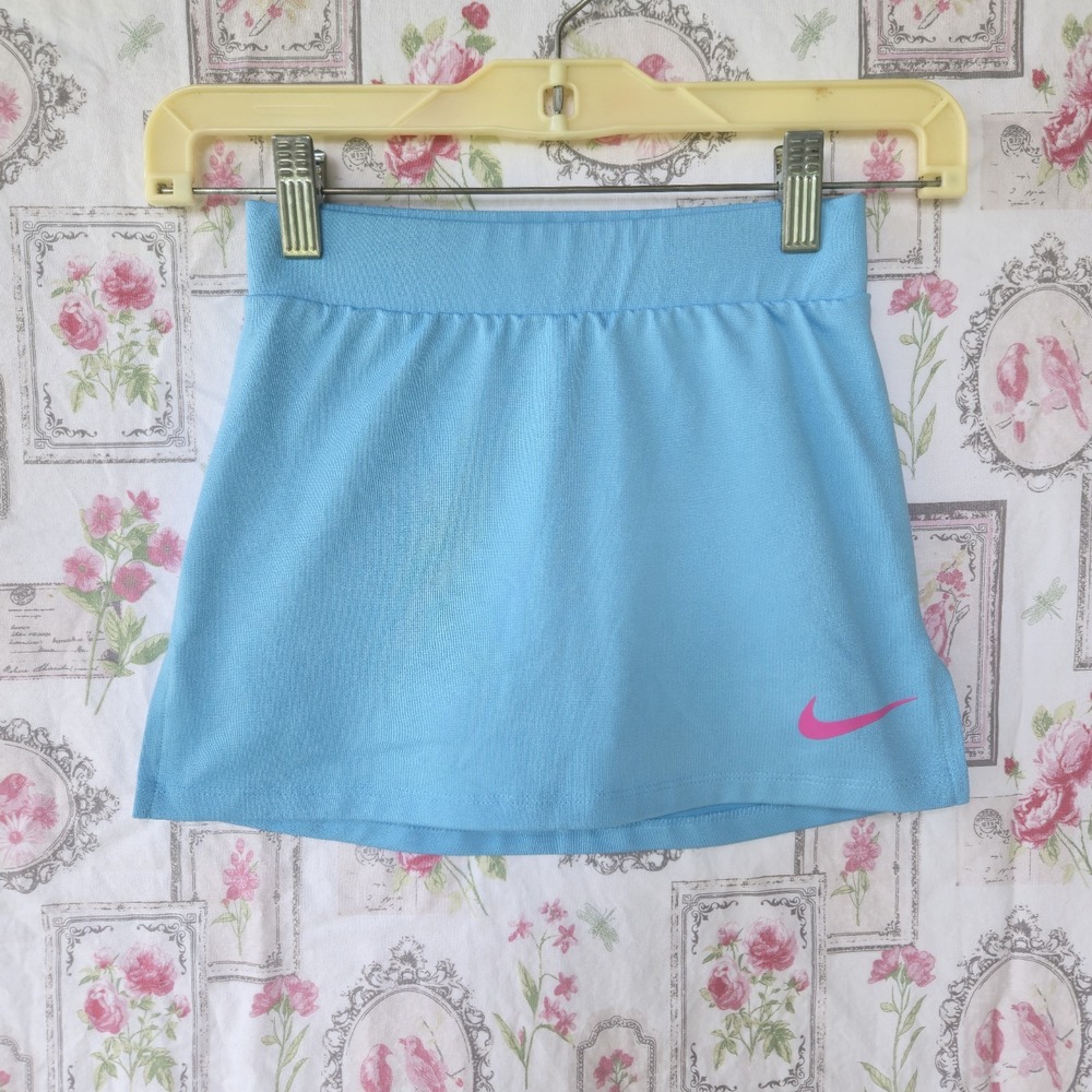 Nike Girls Dri-Fit Skort Skirt Size 6X Light Blue Tennis Golf Active Pink Swoosh